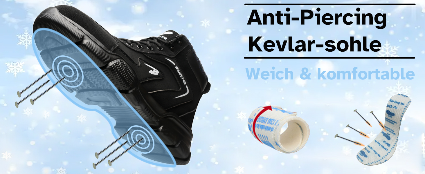 Черевики безпеки для чоловіків та жінок, водонепроникні зимові утеплені черевики з металевим носком, чорні, розмір 43 EU