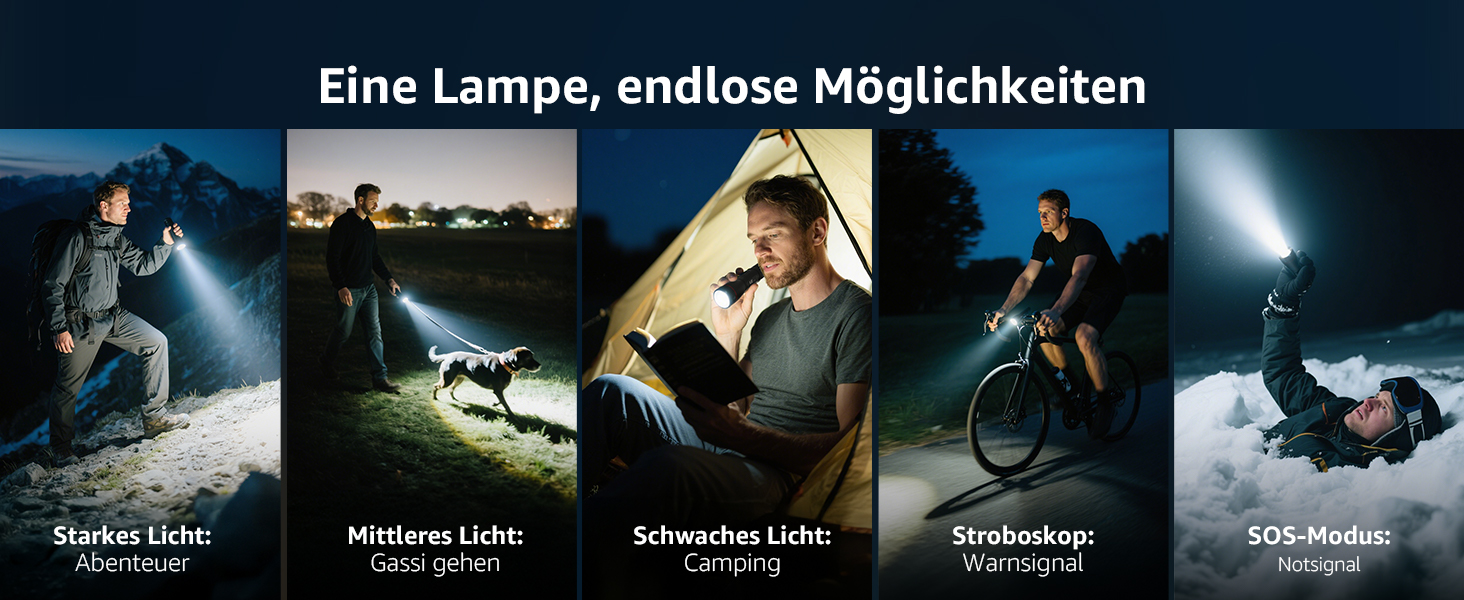 LED ліхтарик OSRAM P9: надпотужний, перезаряджається через USB, 15000 люкс, 5 режимів, водонепроникний IPX4, для кемпінгу, туризму та активного відпочинку