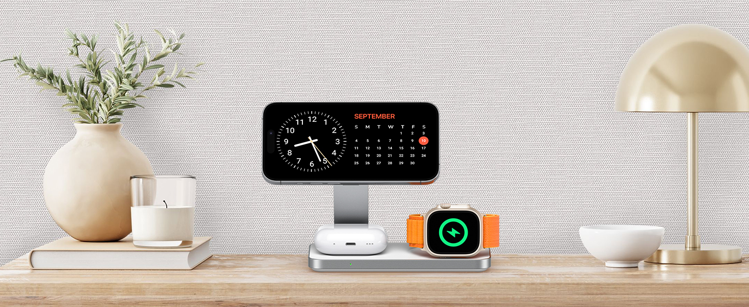 Бездротовий зарядний пристрій 3-в-1 MagSafe для iPhone, Apple Watch та AirPods Pro (Чорний)