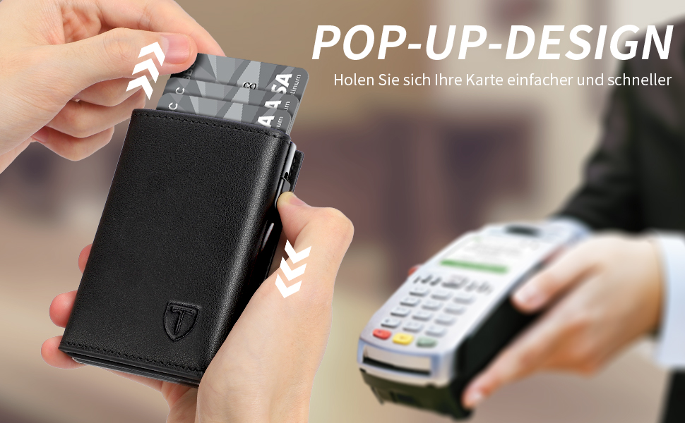 Чоловічий гаманець TENBST з RFID захистом, з відділенням для монет, з натуральної шкіри, 8 відділень для карток, сірий колір