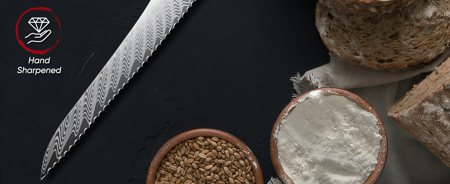 DRAGON RIOT - Професійний кухонний ніж для шеф-кухаря з ручкою з епоксидної смоли, професійний ніж з піхвою (хлібний ніж)