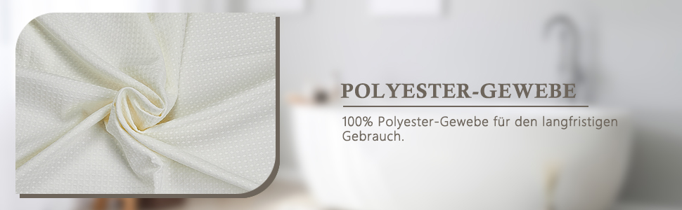 Шторка для душу Waffel з тканини поліестер, 183x183 см (зелена), з 12 кільцями, вологостійка, для ванни та душу