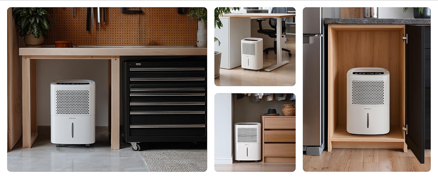 Про Бріз® Eco Kompakt 12L/день - Розумний осушувач повітря з Wi-Fi, LED-дисплеєм, функцією сушіння та автоматичним вимкненням (12л, 20 м²)