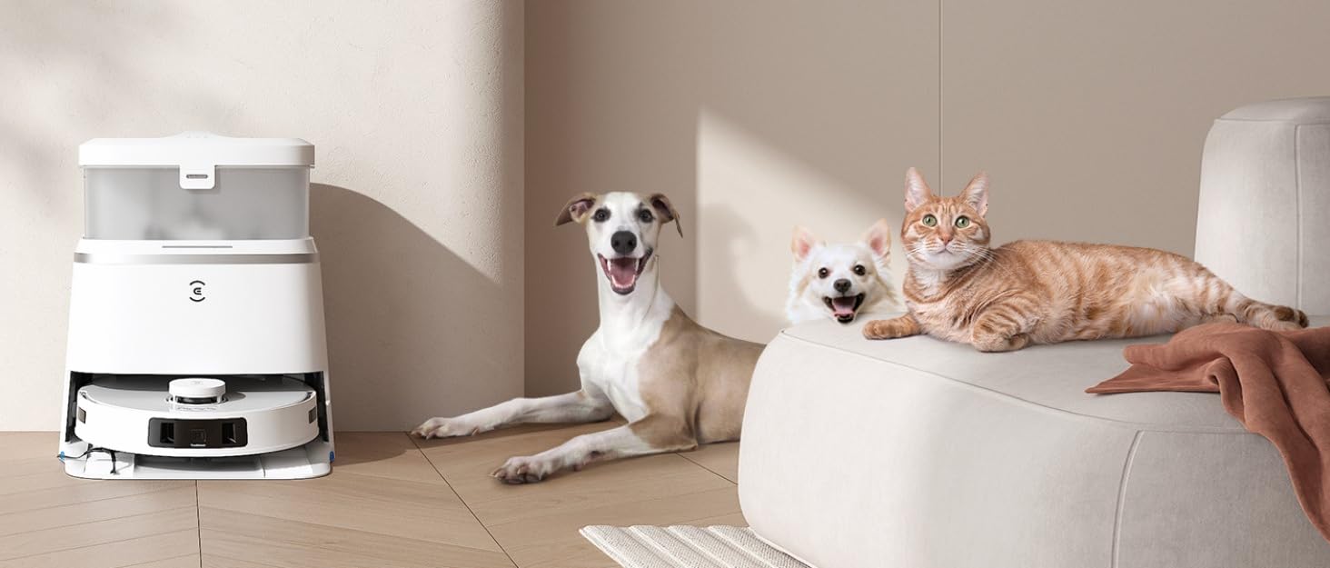 Робот-пилосос ECOVACS DEEBOT N20 Plus з функцією миття, 8000Pa, PureCyclone Station, без мішка, захист від заплутування волосся, до 300 хв роботи, білий