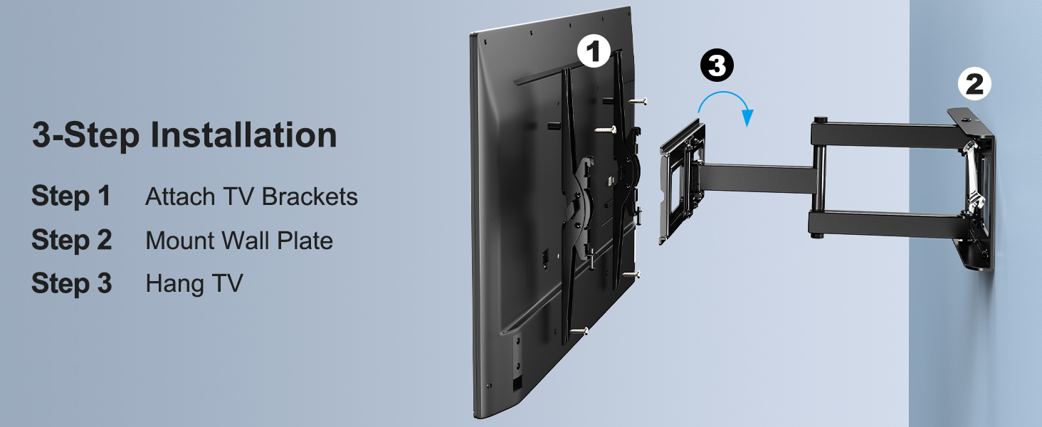 PERLESMITH Tilt & Swivel TV Wall Mount for 26-60 inch Flat & Curved TVs/Monitors (up to 40kg, VESA 400x400mm)