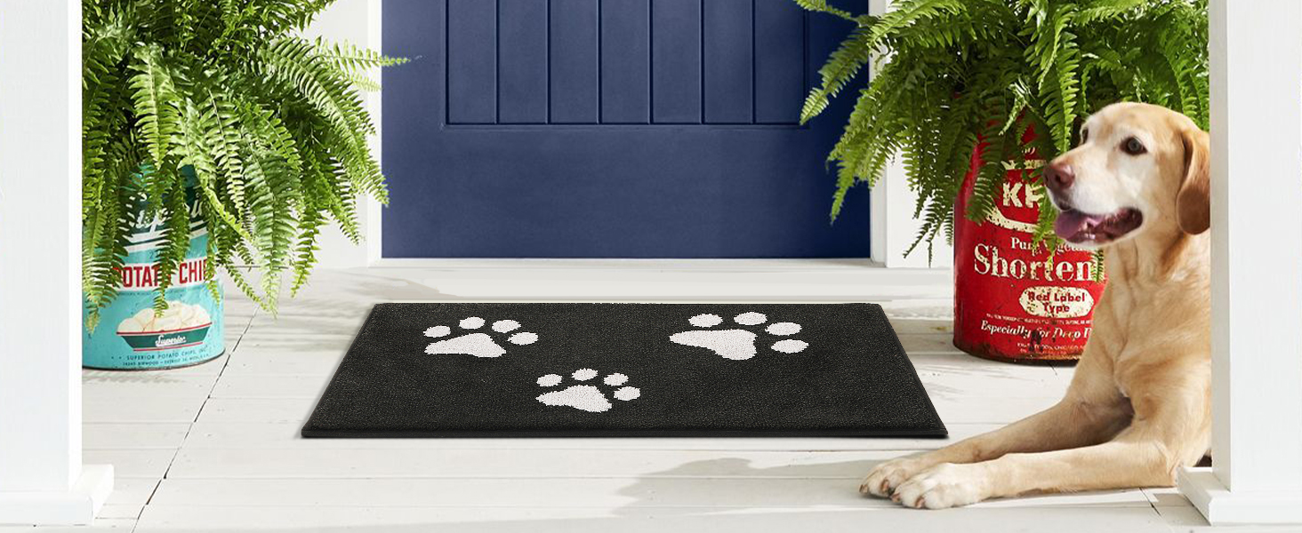 Килимок вхідний Mibao 60 x 90 см, протибрудною та протиковзаючий килим для входу та задніх дверей, що миється в машині, м'який килимок для лап та взуття, сірий