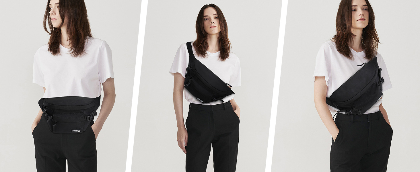 Спортивна нагрудна сумка YaKuss, велика водонепроникна поясна сумка через плече, регульований ремінь для бігу, подорожей, чорна