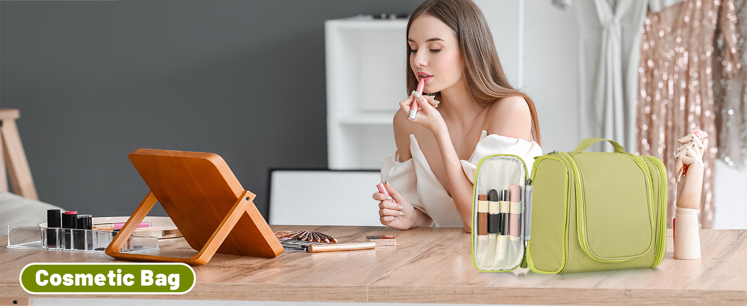 Чоловіча дорожня косметичка з гачком, зелена. Дорожня сумочка для гігієнічних засобів для чоловіків та жінок
