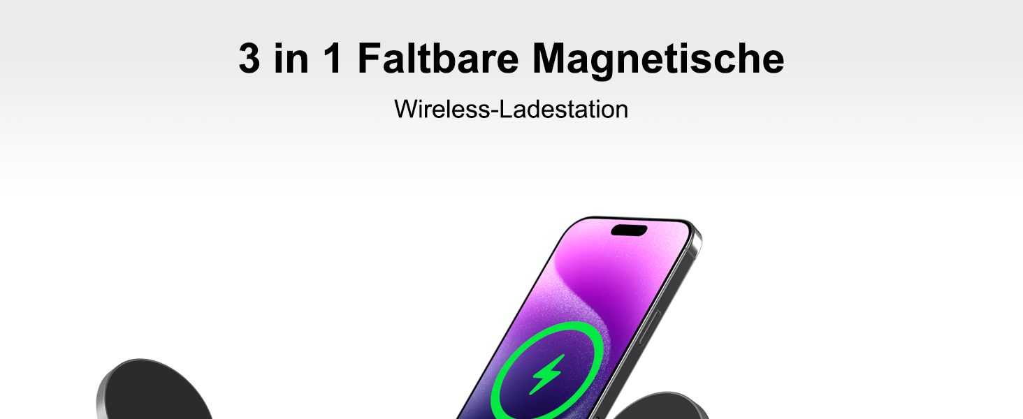 Бездротовий зарядний пристрій 3-в-1 MagSafe для iPhone, Apple Watch та AirPods Pro (Чорний)