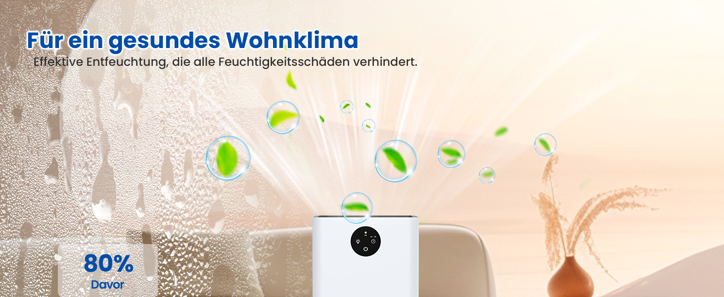 Електричний осушувач повітря для підвалу та квартири: 1800 мл, з таймером, нічним світлом, автоматичним відтаванням, тихий режим, 7 кольорів