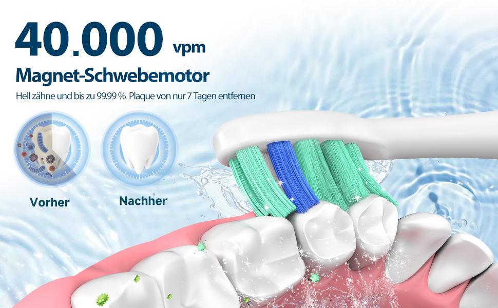 Електрична звукова зубна щітка для дорослих Roségold з відбілюючим ефектом - 8 насадок, 5 режимів, кейс для подорожей та зарядний пристрій