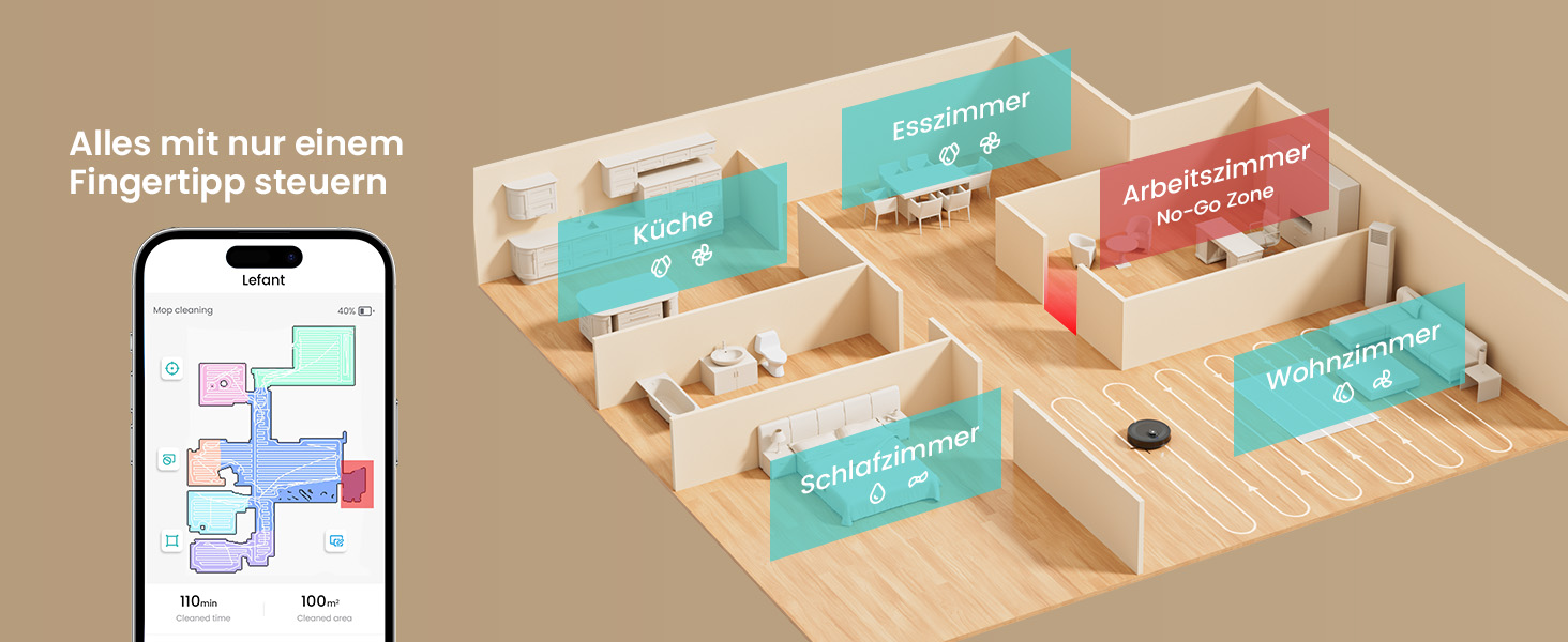 Робот-пилосос LEFANT M210PG з пультом дистанційного керування, потужність 2200Pa, для видалення шерсті тварин, з базою для зарядки, сумісний з Alexa та керуванням через додаток, час роботи 120 хвилин