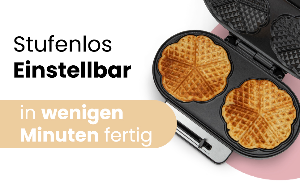 Clatronic Heart-Shaped Waffle Maker - Non-Stick, Adjustable Browning, 1200W - WA 3745