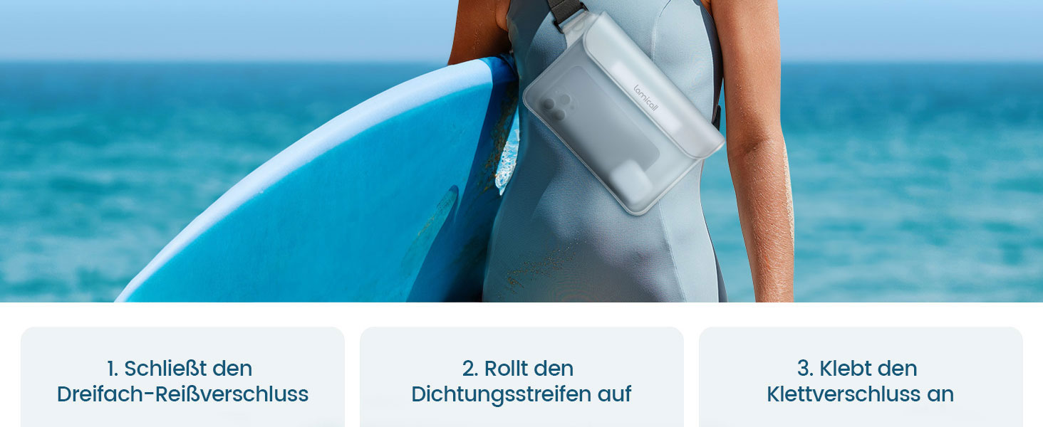 Водонепроникна сумка Lamicall [2 шт.] - водонепроникний поясний мішок з регульованим ремінцем, IPX8, для водного спорту, плавання, пляжу, подорожей (прозора)