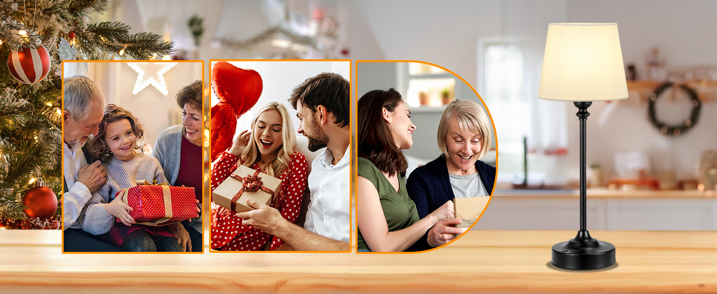 LED настільна лампа бездротова з торшером з льону, торшер для спальні, їдальні, вітальні, з USB-C, регулювання яскравості, 40см, мідь