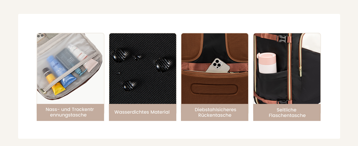 Рюкзак ручної поклажі OVEVOOK для подорожей, 40 л, водонепроникний, з відділенням для ноутбука 17