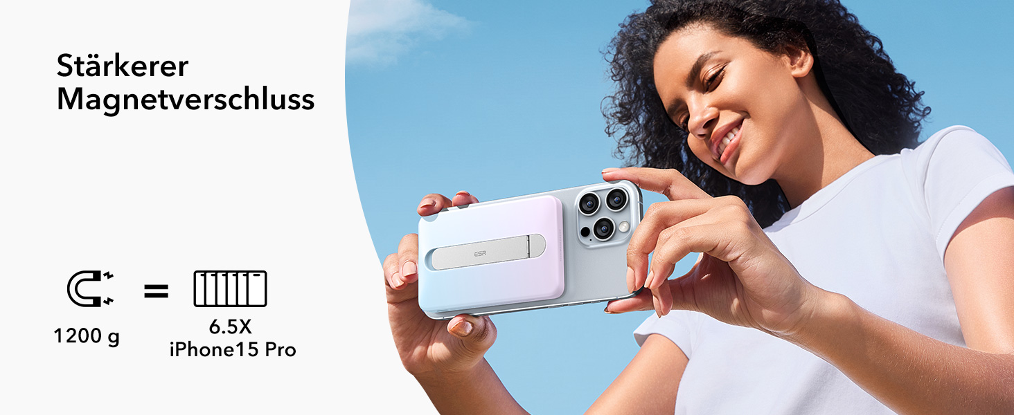 Power Bank ESR MagSafe з бездротовою зарядкою QI2, 15W, 5000mAh, білий (з підставкою)