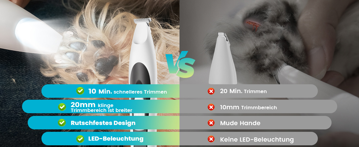 Триммер для догляду за лапами собак Oneisall з LED-підсвічуванням, тихий, акумуляторний, для лап, очей, вух, обличчя