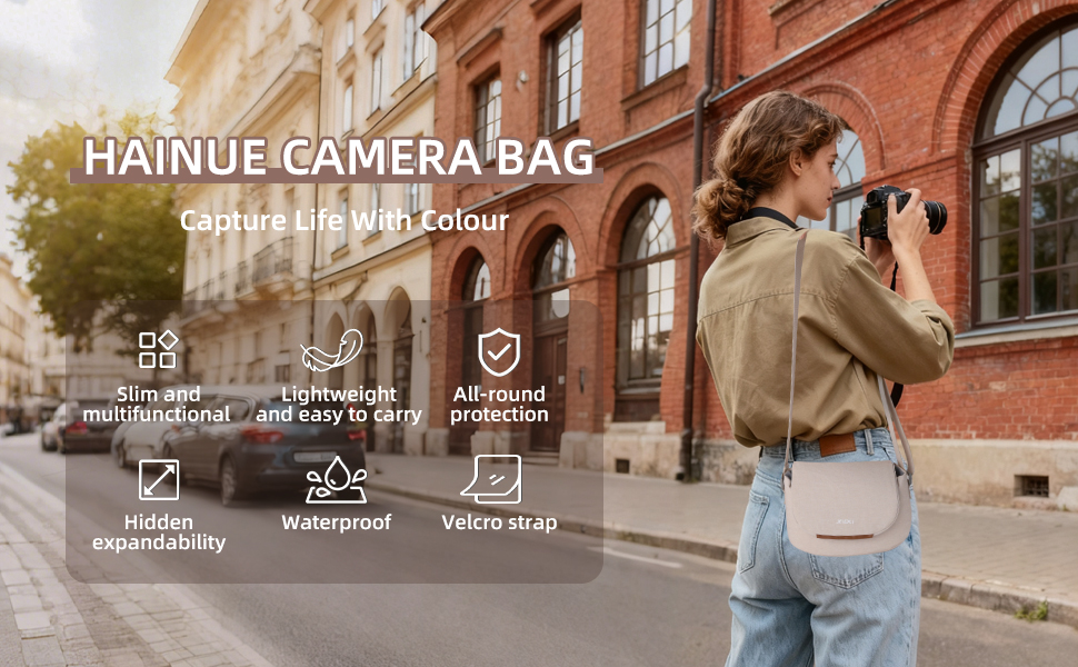 Сумка для камери: сумісна з Fujifilm, Canon, Nikon, Sony SLR/DSLR, водонепроникна, стильна, універсальна (бежевий, сірий)