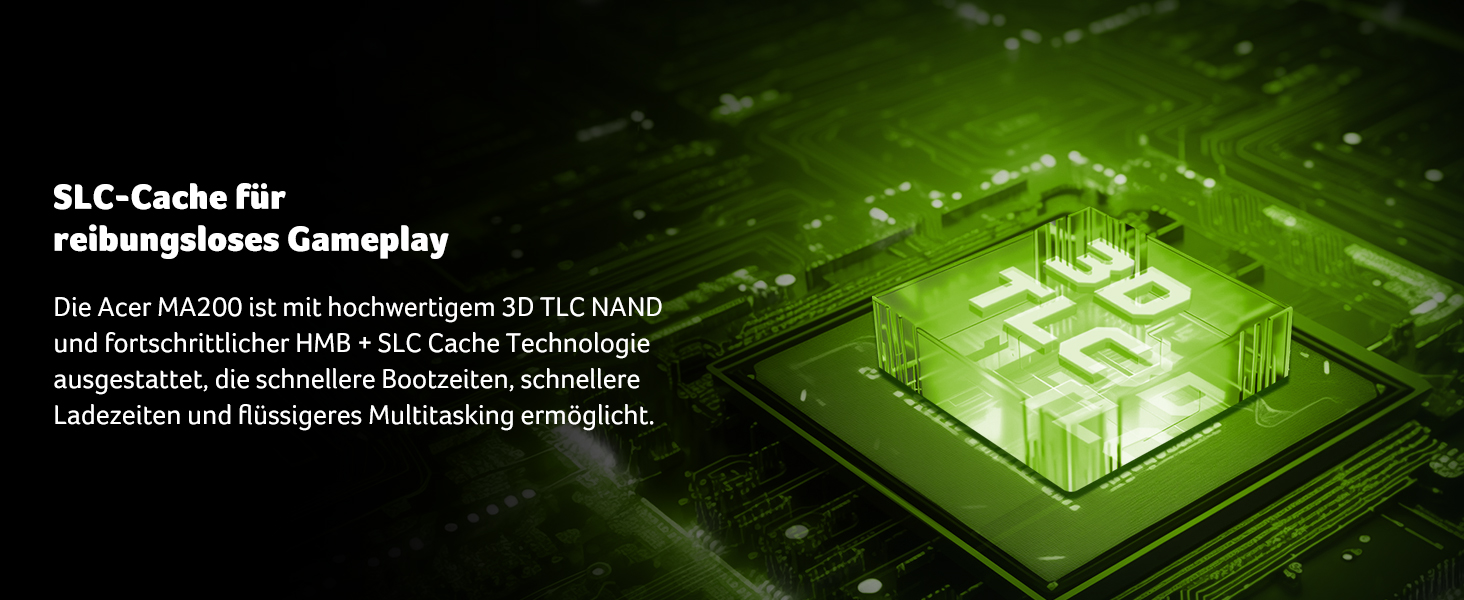 SSD Acer FA200 PCIe 4.0 NVMe 512GB: швидкість до 7200 МБ/с, M.2 2280, Gen4x4, HMB, SLC, для ноутбука/ПК/геймінгу, сумісний з PS5