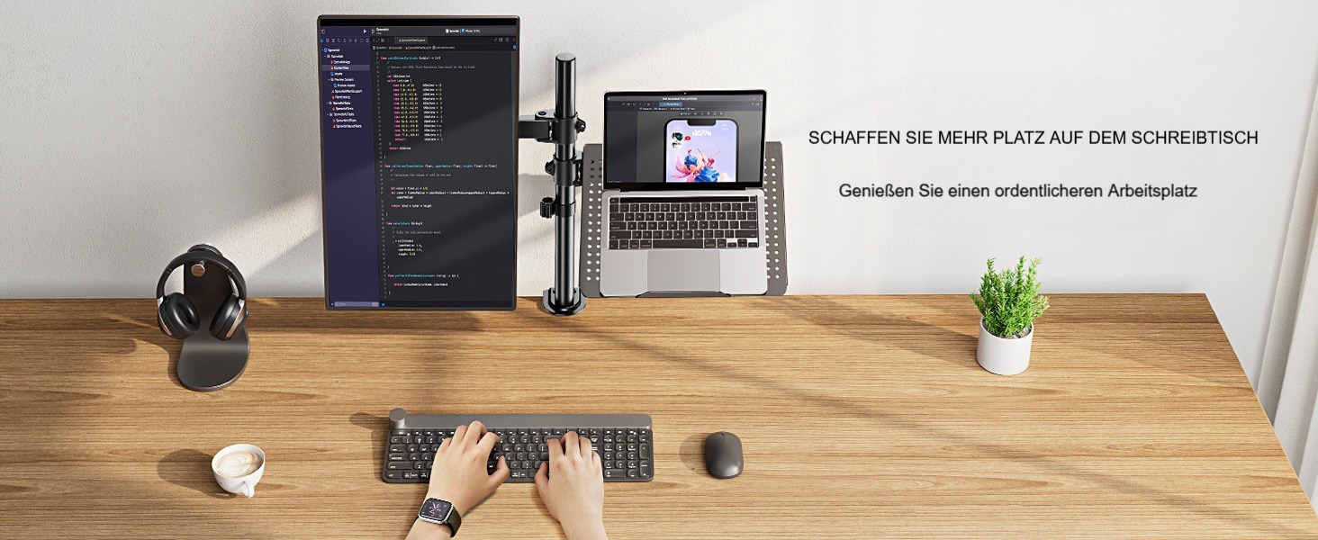 Кріплення для монітора HUANUO з підставкою для ноутбука, 13-32 дюйми, VESA 75/10, для геймінгу