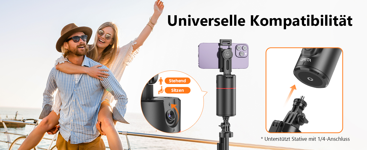 Автоматичне штатив для розпізнавання облич, без додатків, розумна підставка для телефону з пультом дистанційного керування, обертається на 360°, тримач для камери/смартфона, штатив для Vlogs/TikTok (Чорний з магнітом)