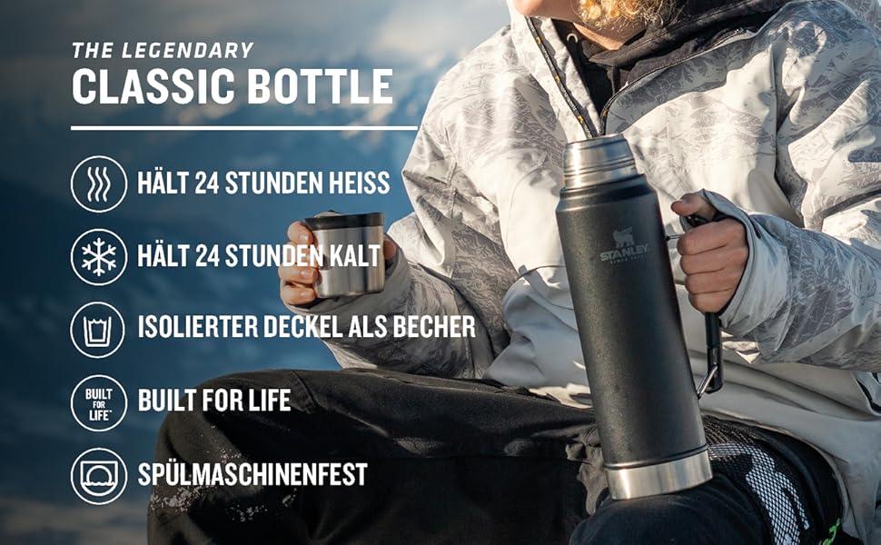 Термос Stanley Classic Legendary 1 л – сталева термокружка, зберігає тепло/холод 24 години, BPA-free, підходить для посудомийки, зелений Hammertone