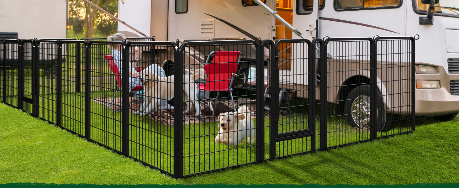 Yaheetech 100cm Foldable Dog Playpen - 6 Panel, Freestanding Kennel for Dogs - Indoor & Outdoor Use, Tool-Free Assembly