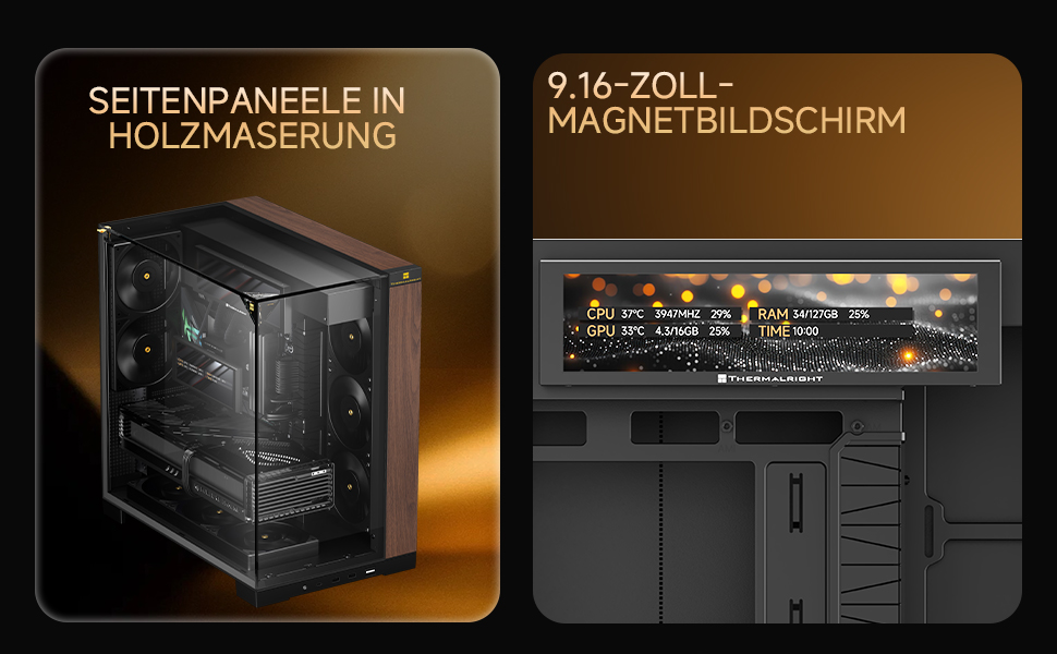 Ігровий корпус Thermalright A70 Vision V2 ATX з LCD-дисплеєм 9.16'', панорамною підсвіткою та підтримкою 8 вентиляторів