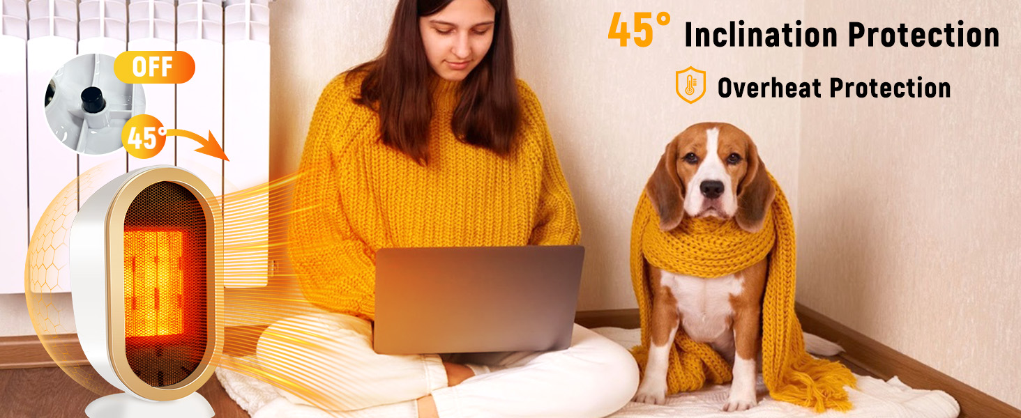 Електричний обігрівач Feebee: енергозберігаючий, тихий, 800/1200W, портативний, з контролем температури та захистом від перегріву та перекидання. Ідеально для спальні, дому, офісу (білий)