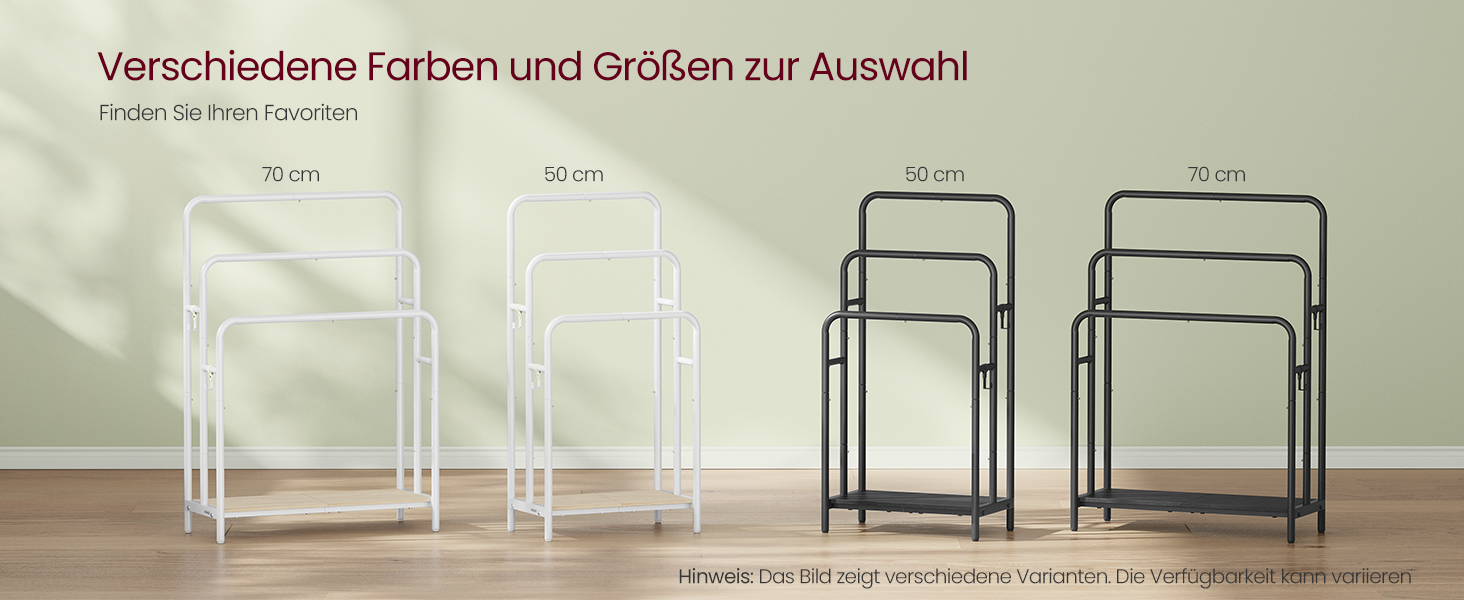 Підставка для рушників VASAGLE, стояча, 3-х рівнева, 70 x 30 x 100 см, з 2 гачками та полицею, чорний + чорне дерево, LLS019B01