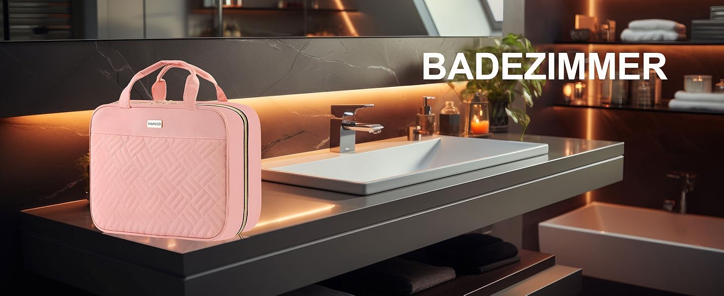 Косметичка для жінок, дорожня косметичка з можливістю підвішування, прозора косметичка для макіяжу та туалетних аксесуарів, рожева