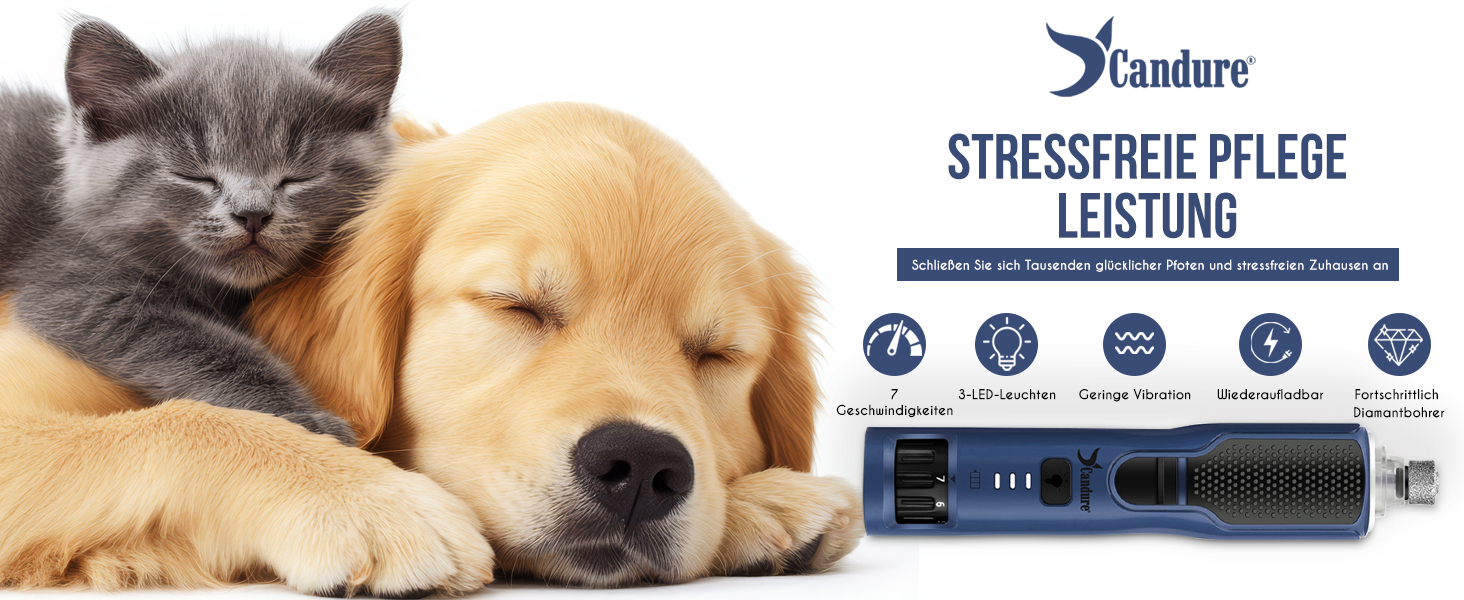 Професійні ножиці для стрижки кігтів собак і котів Candure з пилочкою, нержавіюча сталь, стрижень для кігтів, висока якість, догляд за кігтями, інструмент для тварин, великий розмір, з захистом, 15 см, для всіх порід, темно-синій