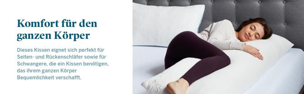 LUCID ортопедична подушка для сну на боці з подрібненої піни Memory Foam, тіло-подушка для вагітних, ультрам'який бамбуковий чохол, біла