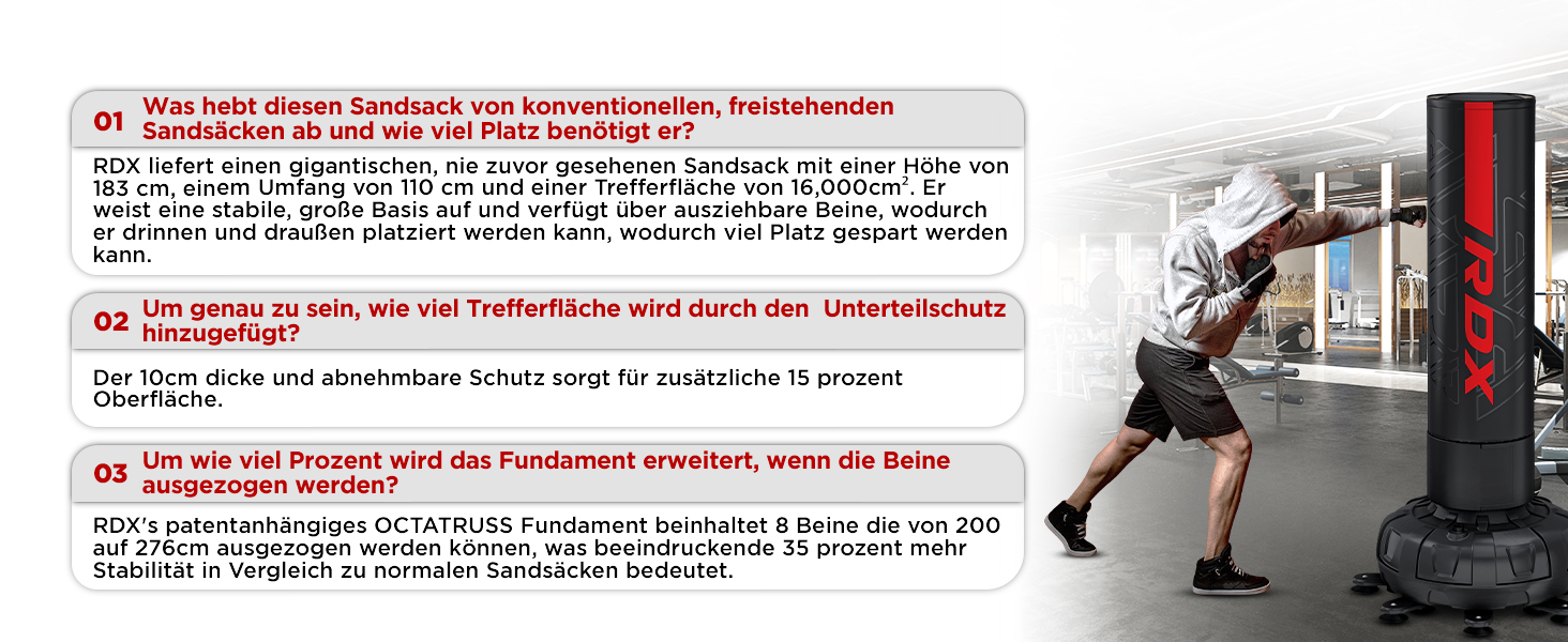 Стенд-боксерський мішок RDX 6FT 330LB з рукавичками та чохлом XXL. Ідеально для MMA, кікбоксингу, боксу, муай-тай. Чорний колір.