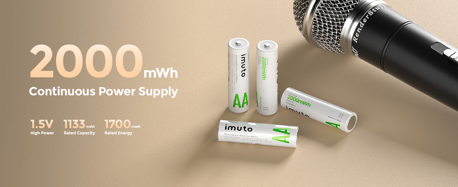 Акумулятори Li-Ion AA 1.5V 2500mAh Imuto (8шт) з зарядним пристроєм, 1600+ циклів, низький саморозряд