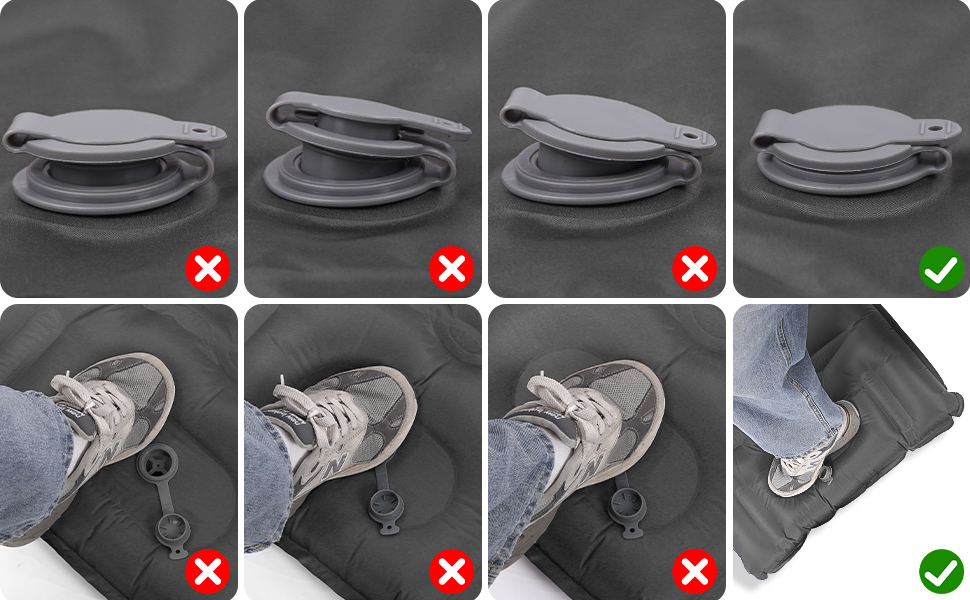 Tixexo Self-Inflating Sleeping Pad - Camping Air Mattress with Foot Pump - 13cm Thick, Spliceable, Outdoor Hiking & Camping Cushion - Grey