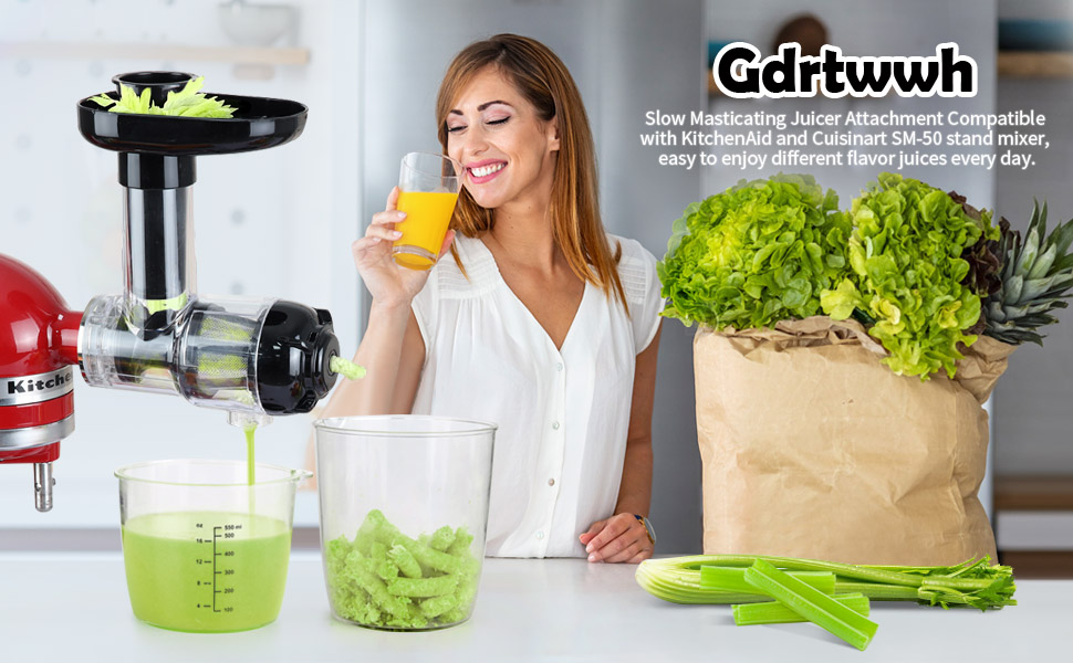 Насадка-соковижималка Gdrtwwh для KitchenAid, повільна жувальна соковижималка та цитрус-прес, аксесуар для овочів і фруктів