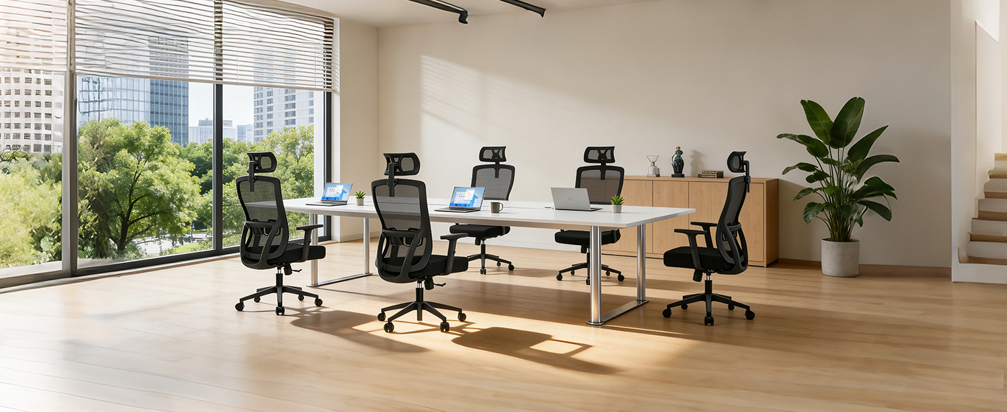 Ергономічне офісне крісло з регульованою спинкою та підголівником, до 150 кг, чорне X-Large