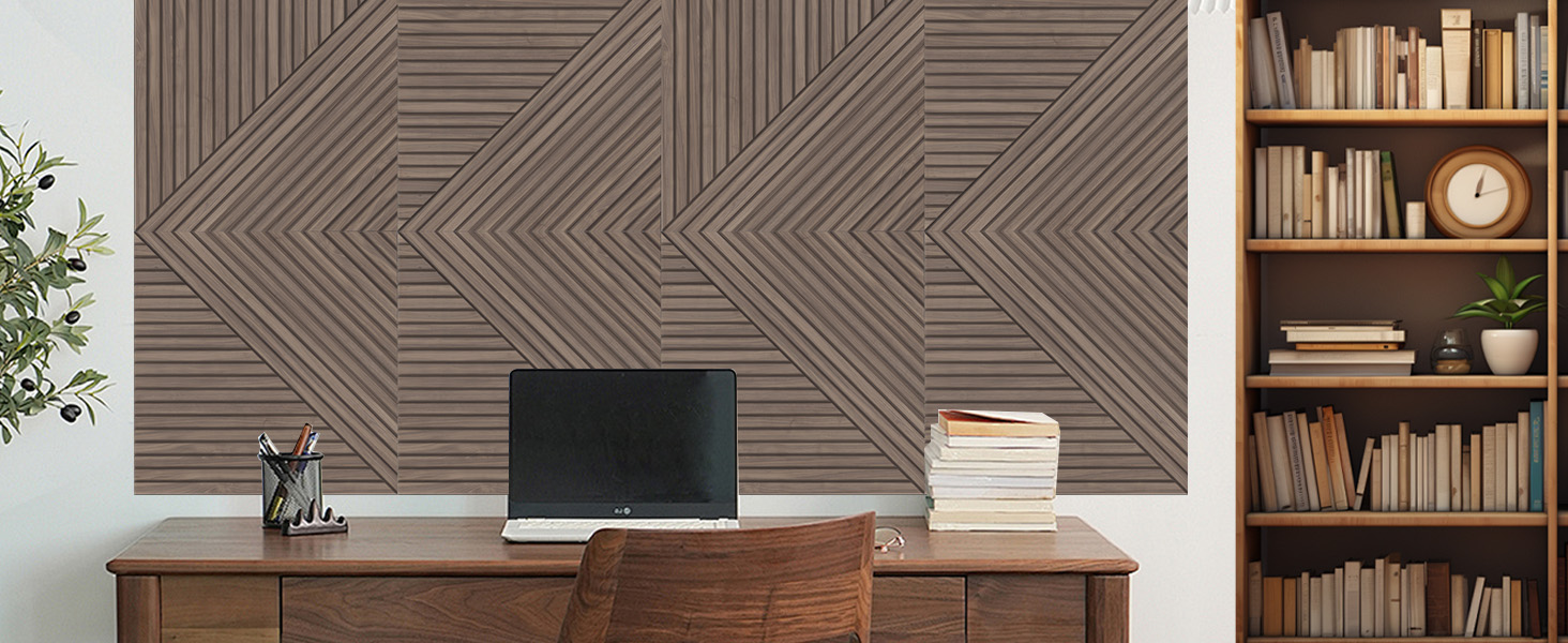 Акустичні панелі JBER (6 шт), самоклеючі звукопоглинаючі стінові панелі для офісу, студії та дому, 180 x 120 см, колір світкий горіх (тик)