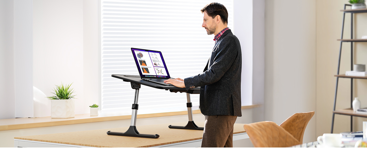 Зламаний столик SAIJI 60x40 см: регульована висота, підставка для книг, ящик, столик для ноутбука/планшета, чорний