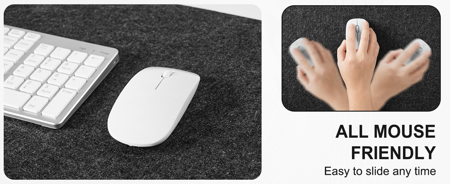 Підкладка на стіл з фетру | 100x40 см | Нековзна килимок для миші | Великий килимок для столу | Захист столу для офісу та дому (темно-сірий)