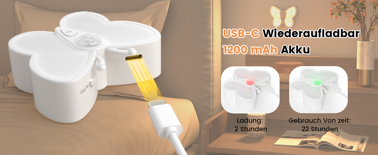 Нічник з датчиком руху, 2 шт., LED, диміруємий, 3 кольори, USB, для дитячої кімнати, коридору, сходів, спальні, ванної