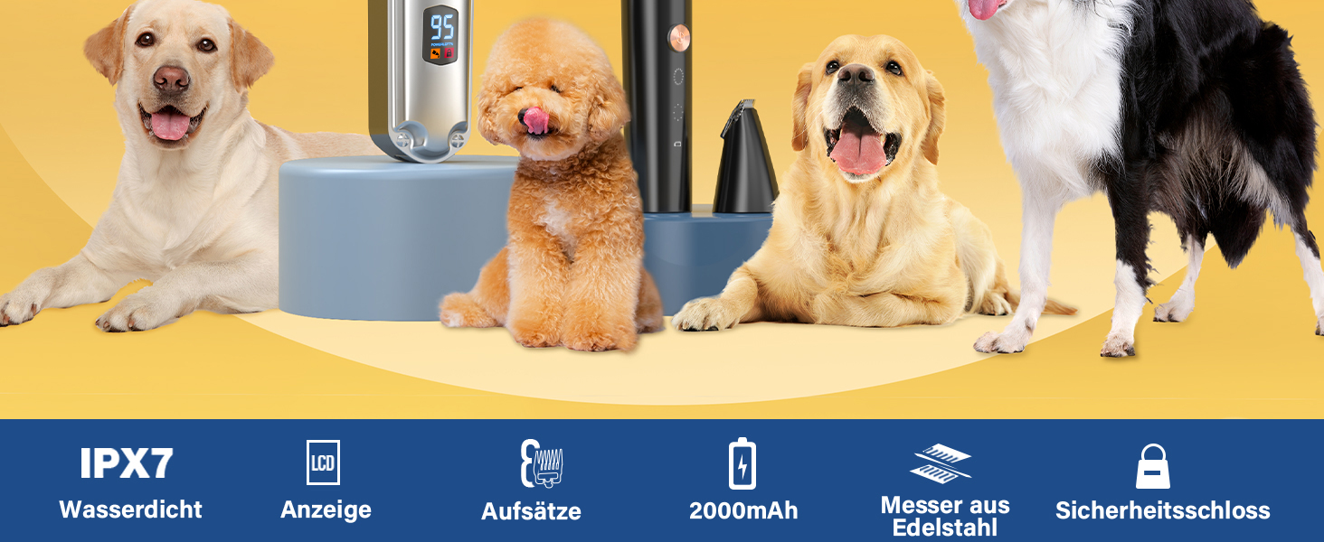 Професійна машинка для стрижки собак Oneisall 3-в-1: для густого хутра, тиха, для собак та котів, срібно-чорна