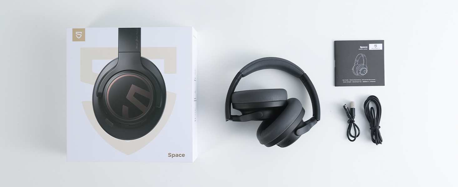 SoundPEATS Space: Бездротові навушники Over-Ear з гібридним ANC, ENC-мікрофоном та 40мм драйверами (білі)