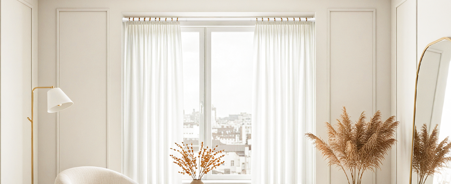 Штанга для штор без свердління 113-196 см, телескопічна, для ванної, вікна, кухні, шафи, біла (1 шт.)