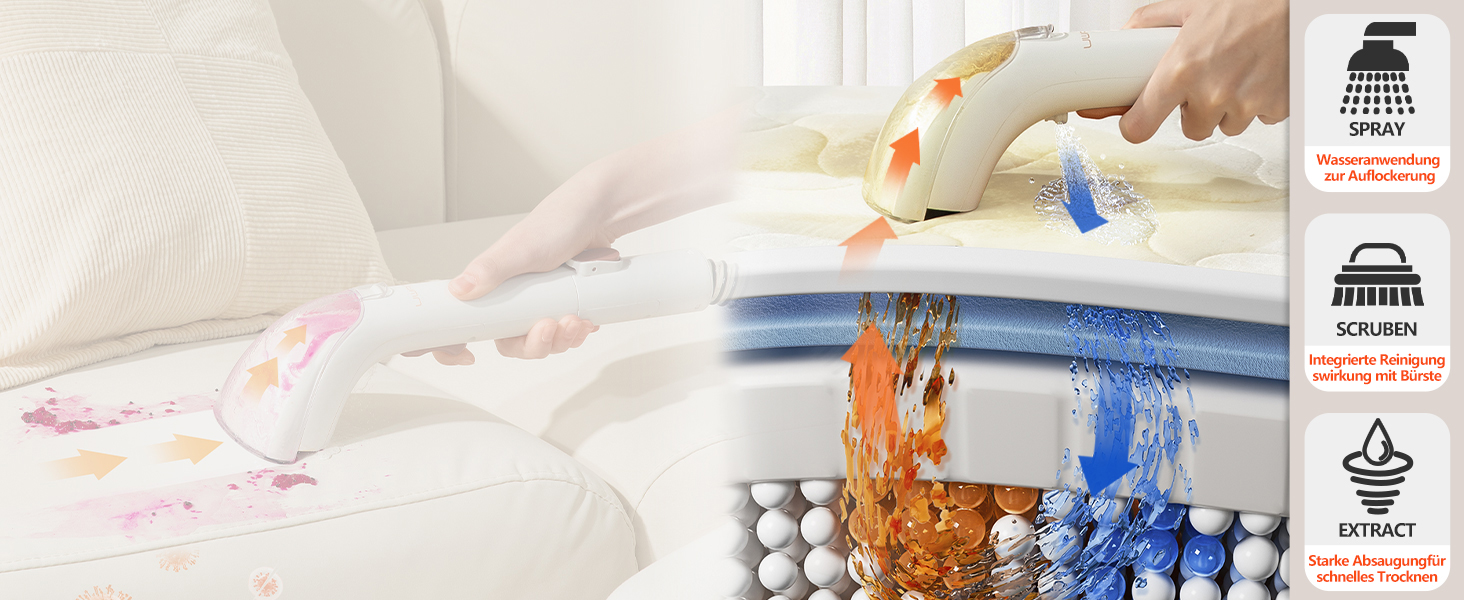 UWANT Теперішній пилосос для миття килимів, для диванів, килимів, м'яких меблів, мокрий/сухий пилосос з потужною потужністю всмоктування 12000Pa, 60dB, B100-s