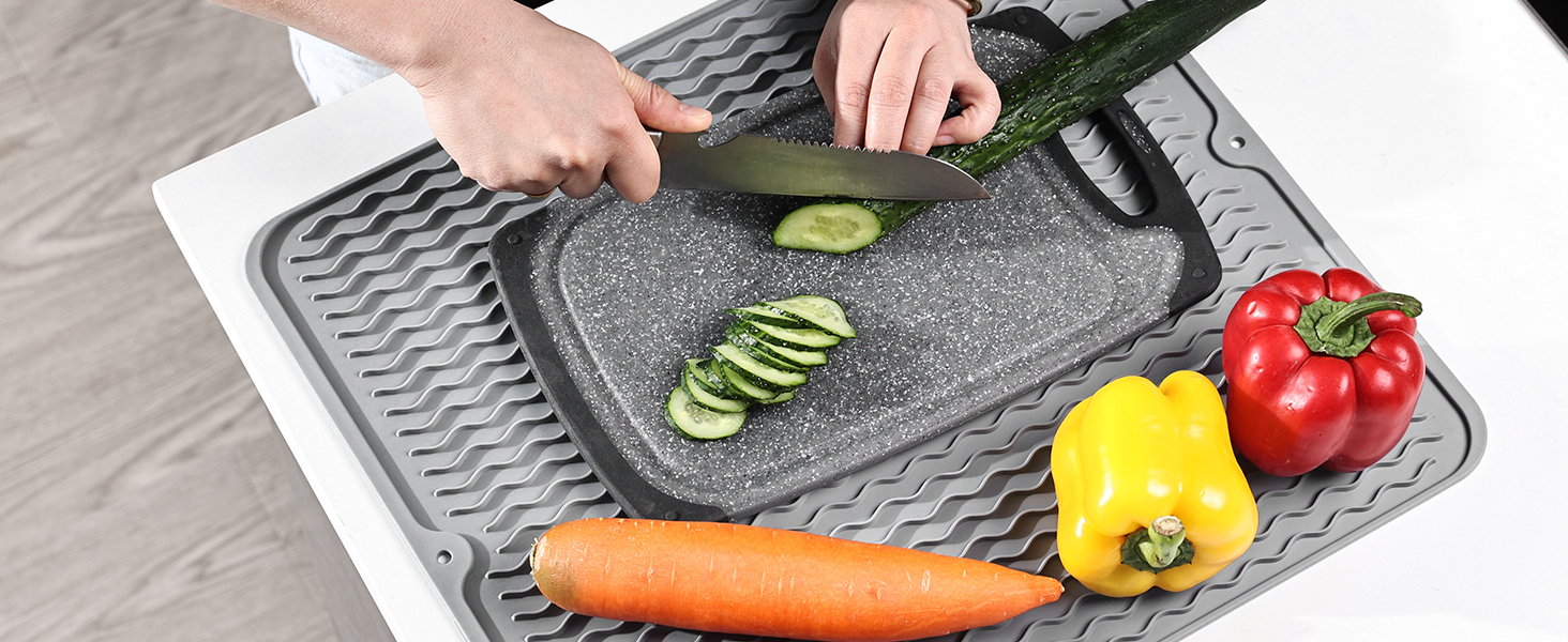 Килимок для посуду KitchenRaku 40x45 см, силіконовий, термостійкий, неслизький, для мийки, кухонний килимок