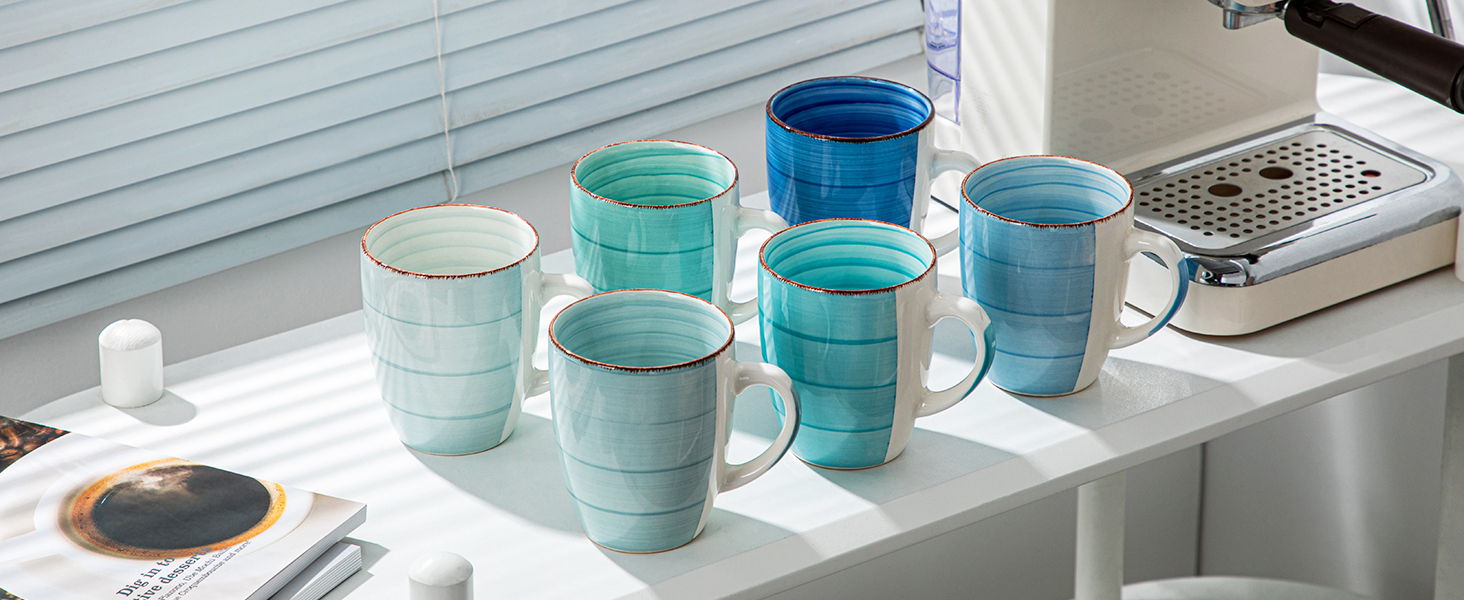 Набір чашок Vancasso Bonita, 6 шт., 350 мл, блакитний, кераміка
