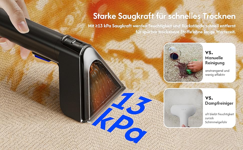 B Flowyfresh - миючий пилосос для диванів, килимів, меблів та авто. Мийний пилосос, 13 kPa, швидке сушіння, великий об'єм резервуару (1.8 л + 0.8 л), самоочищення